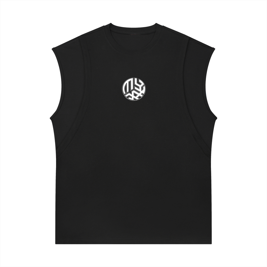 Spliced Panel Sleeveless Muscle T-Shirt